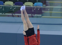 Bakıda batut gimnastikası üzrə Dünya Kubokunda iştirak edəcək idmançıların podium məşqləri. Azərbaycan, 4 mart, 2016